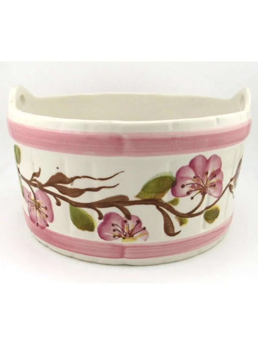 Vtg Hand Painted Floral Pottery Planter Vase Pot Portugal FTD Cottagecore